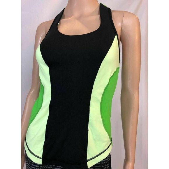 lululemon athletica Tops - Lululemon Athletica Women's Top Tank Racerback Green & Black  Built-In-Bra